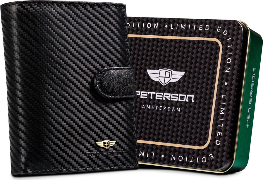 Peterson Pánska čierna kožená peňaženka W057 [DH] PTN 348Z-CA-6648 BLACK Veľkosť: ONE SIZE