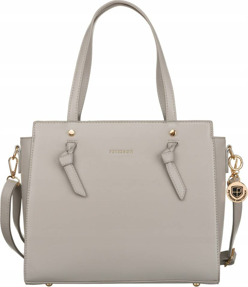 Peterson Sivá shopper kabelka so zlatými detailmi PTN L95086 Veľkosť: ONE SIZE
