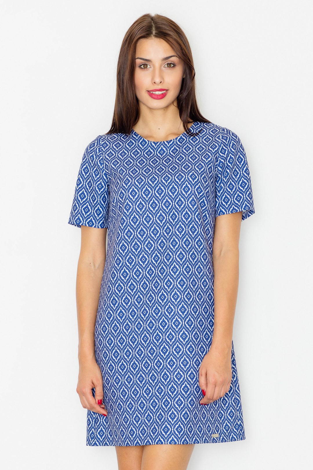 Dámske modré šaty so vzormi M519 Veľkosť: S