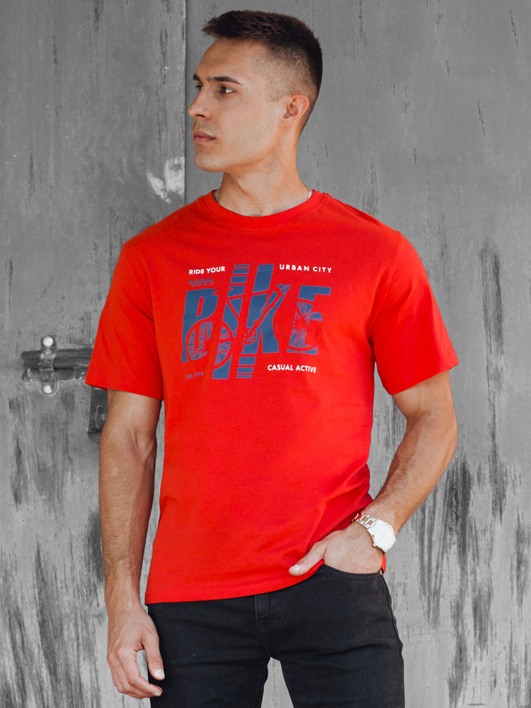 Oranžové pánske tričko s potlačou BIKE RX5448 Veľkosť: M