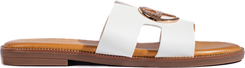 Biele ploché šľapky so zlatou ozdobou ML307W Veľkosť: 36