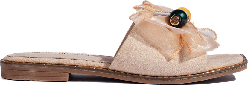 Béžové klasické dámske nazuváky s ozdobnou mašľou GD-FL855BE Veľkosť: 36