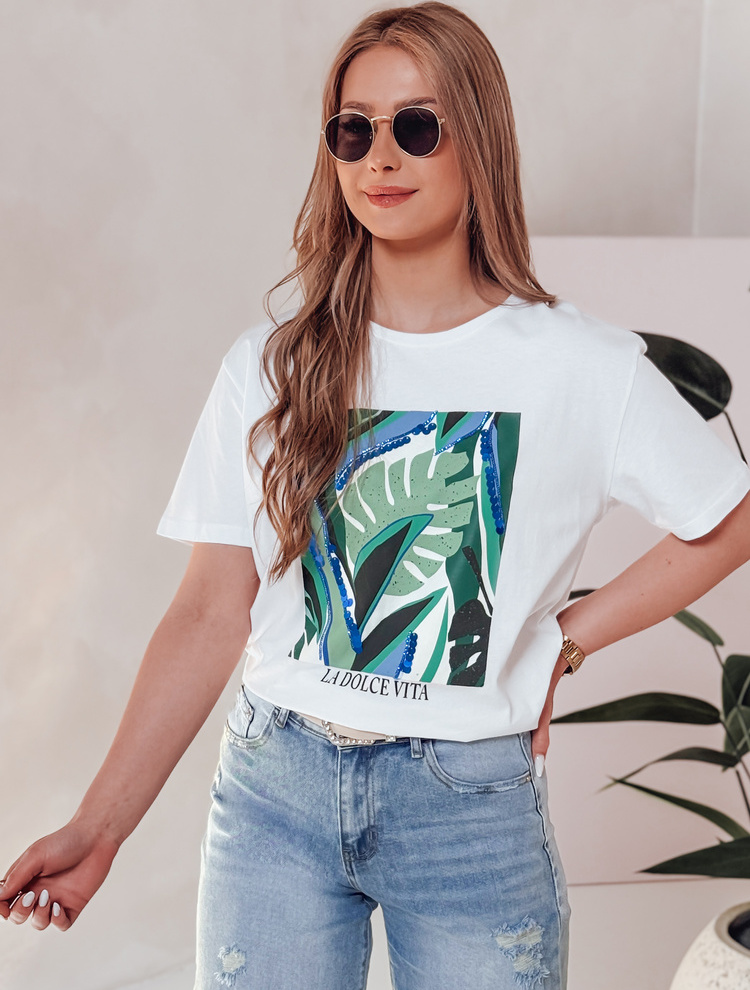 Biele tričko s potlačou MUYUMBA RY2620 Veľkosť: S/M