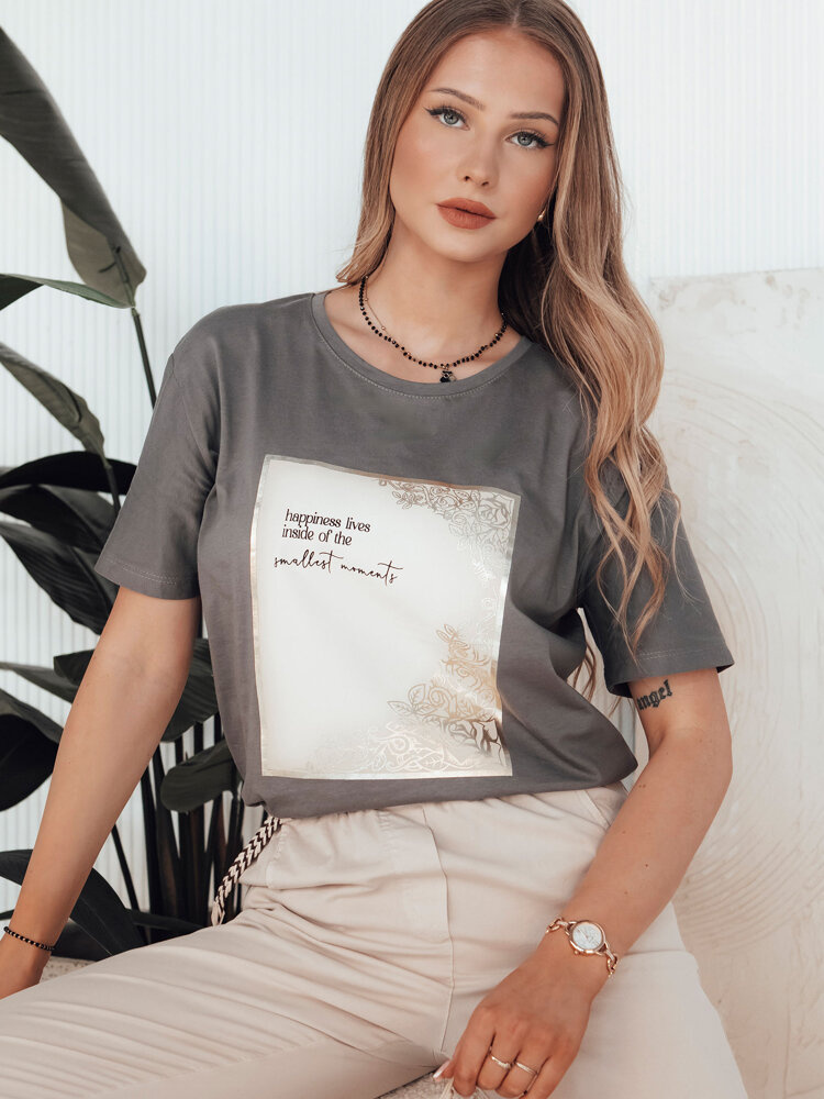 Tmavosivé tričko s potlačou CHANTE RY2585 Veľkosť: S/M