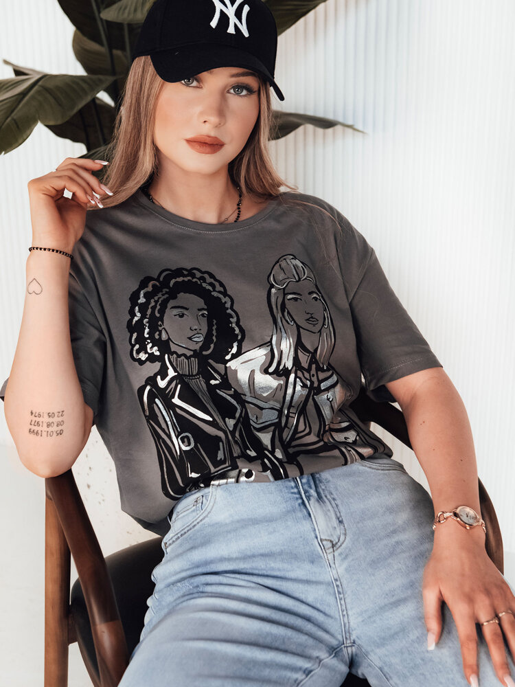 Tmavosivé tričko s potlačou COMIS RY2607 Veľkosť: S/M