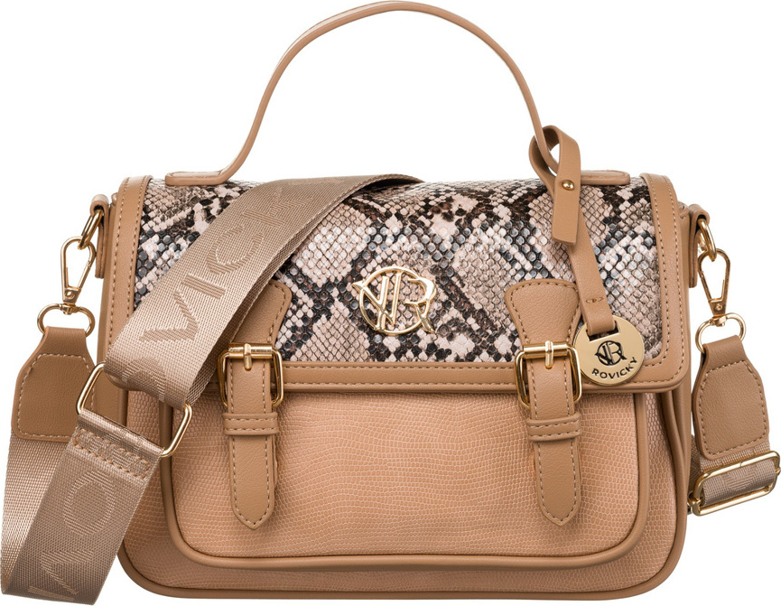 Rovicky Tmavobéžová crossbody kabelka s chlopňou a zvieracou potlačou R-TOR-ALE-5 Veľkosť: ONE SIZE