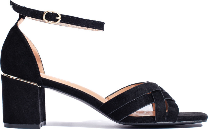 Čierne semišové sandále na podpätku CH-138B Veľkosť: 36