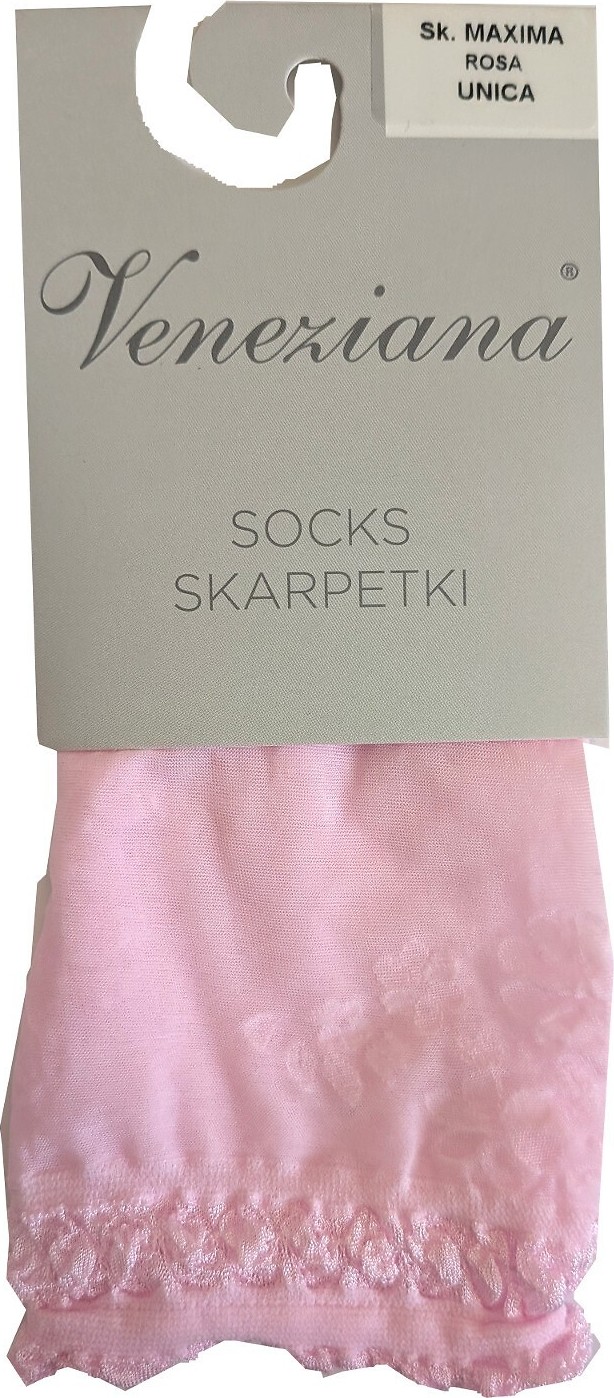 Silonkové ponožky s čipkou Veneziana Maxime Veľkosť: ONE SIZE, Barva: ružová
