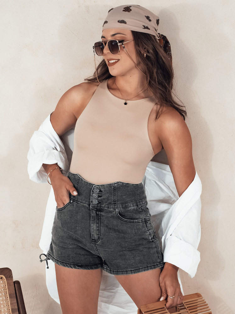 Čierne džínsové kraťase s vysokým pásom JEANLOVE SY0377 Veľkosť: S