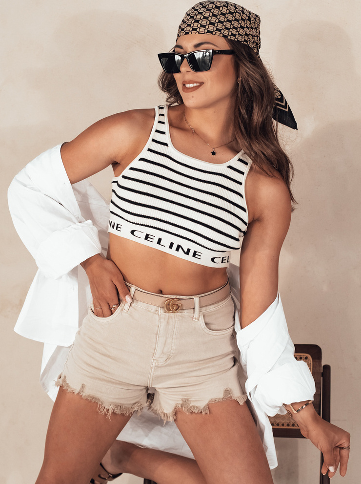 Béžové rozstrapkané kraťase SUNYLOOK SY0373 Veľkosť: L