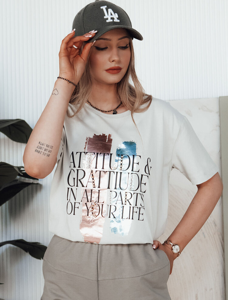 Svetlosivé tričko s nápismi MISTAL RY2578 Veľkosť: L/XL