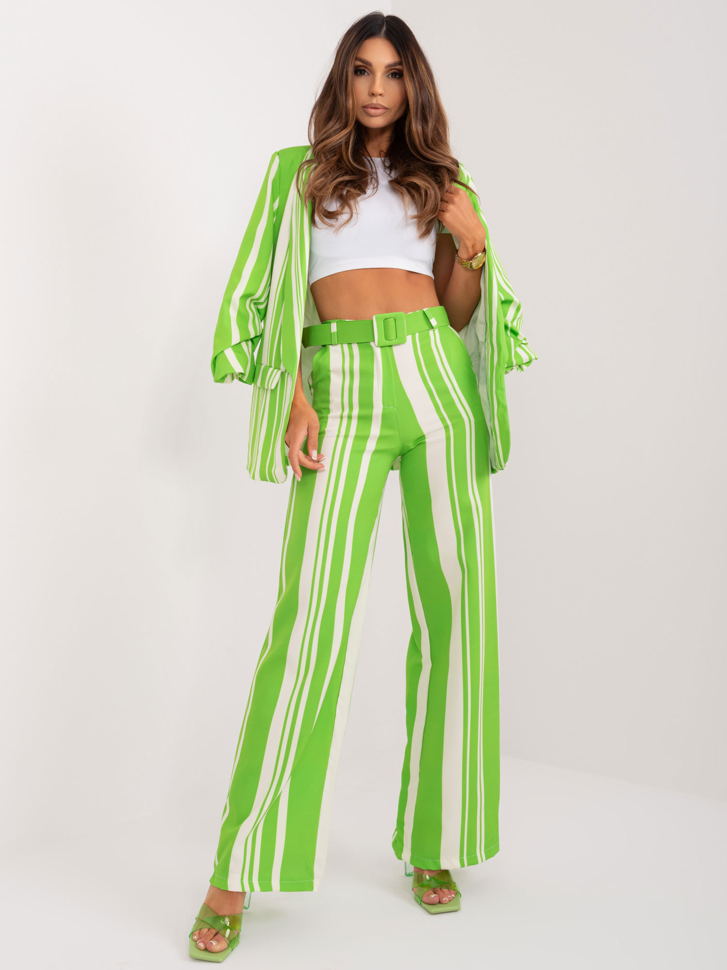 Svetlozelené pruhované nohavice DHJ-SP-5077.68-light green Veľkosť: XL