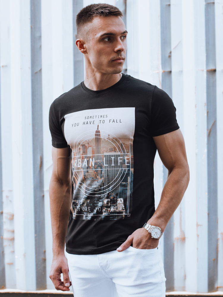 Čierne pánske tričko NEW YORK URBAN LIFE RX5541 Veľkosť: 2XL