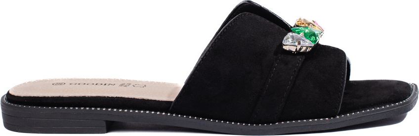 Čierne šľapky s ozdobnými kamienkami GD-FL856B Veľkosť: 41