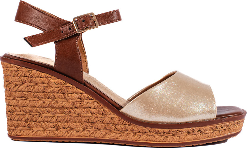 Dámske zlaté sandále na kline SK-229GO Veľkosť: 39