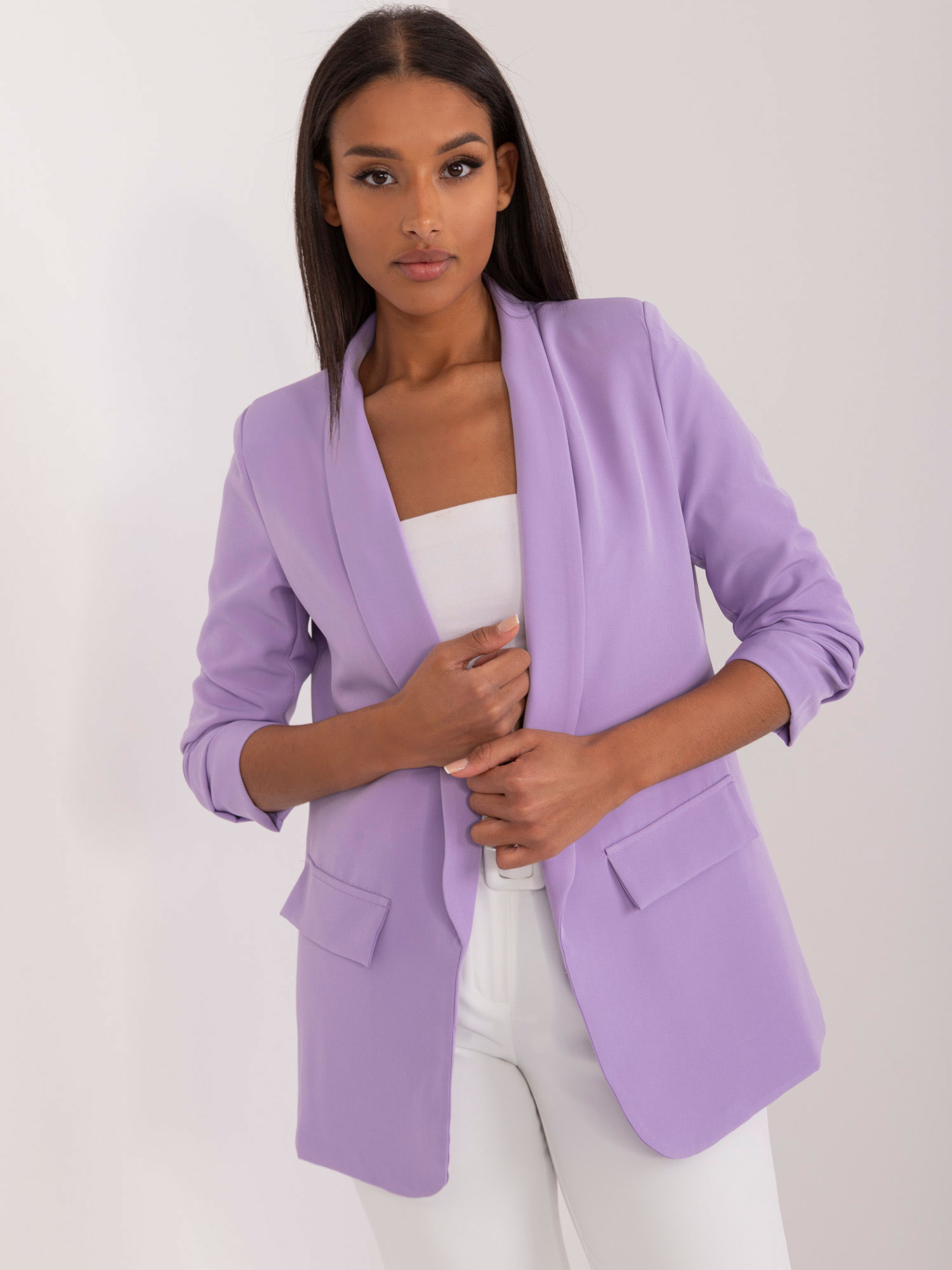 Svetlofialové elegantné dámske sako TW-ZT-BI-24155a.01X-light purple Veľkosť: M