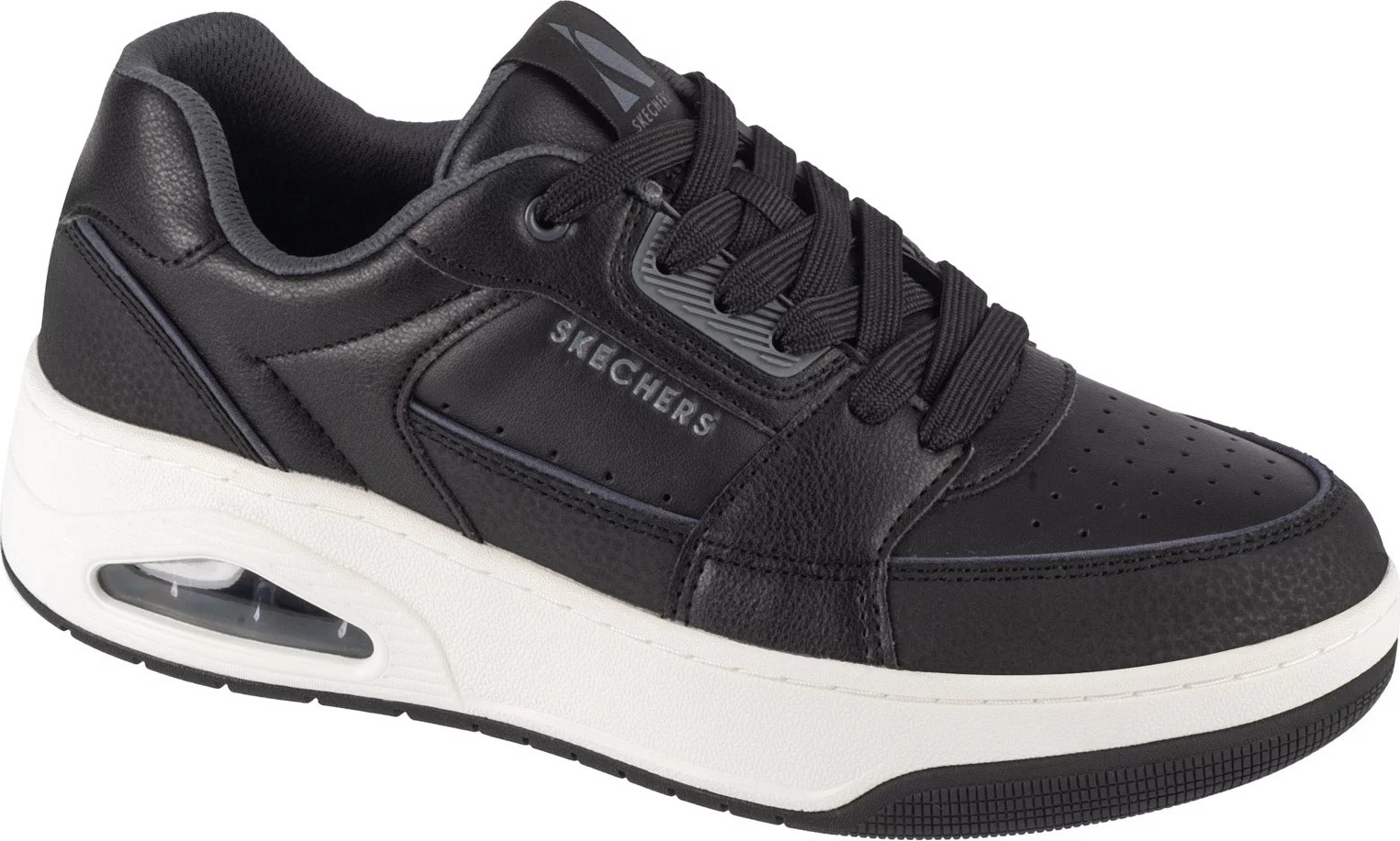 ČIERNE PÁNSKE VOĽNOČASOVÉ TENISKY SKECHERS UNO COURT - LOW-POST 183140-BLK Veľkosť: 43