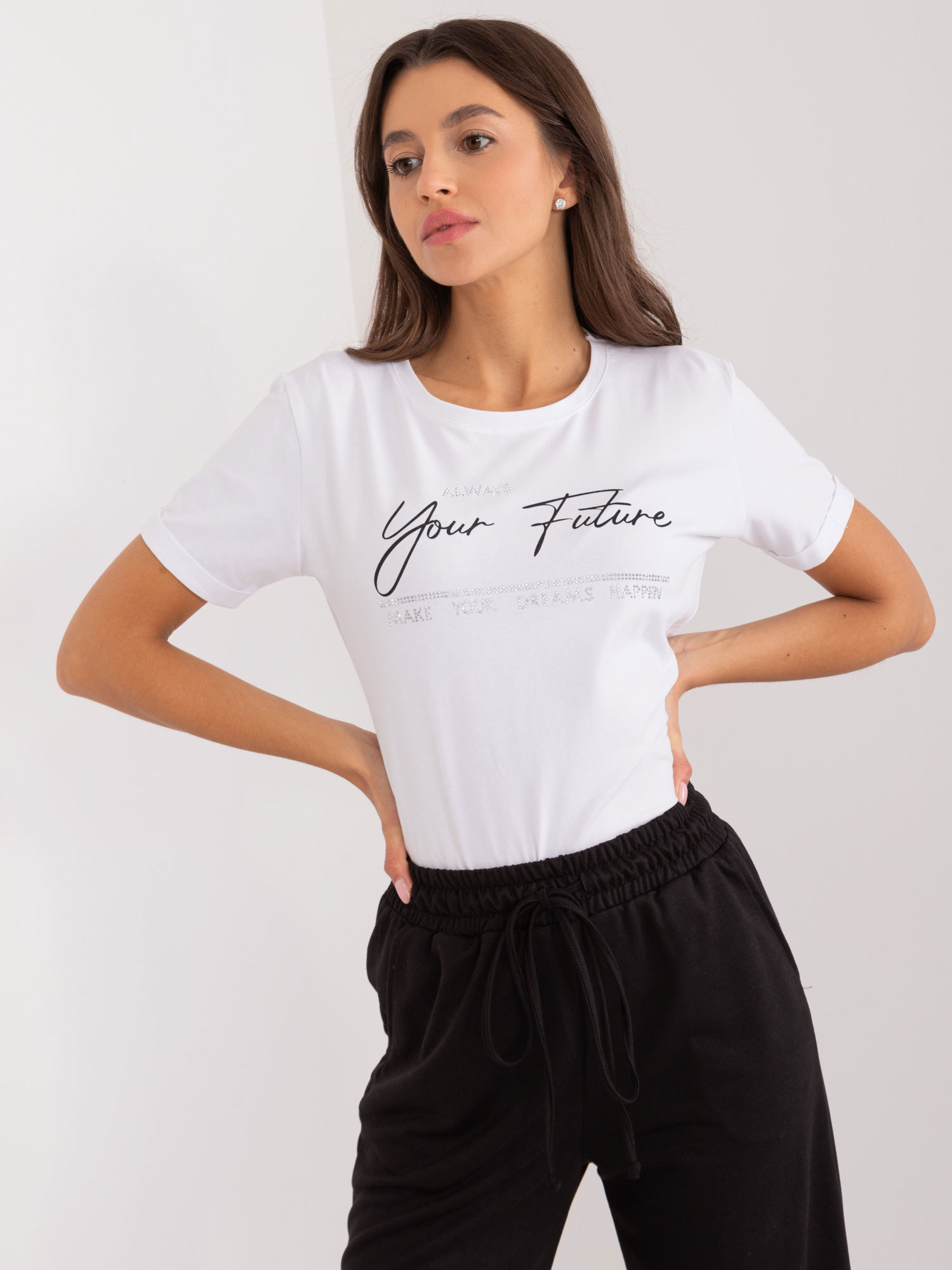 Biele tričko s nápismi -RV-BZ-9479.64-white Veľkosť: ONE SIZE