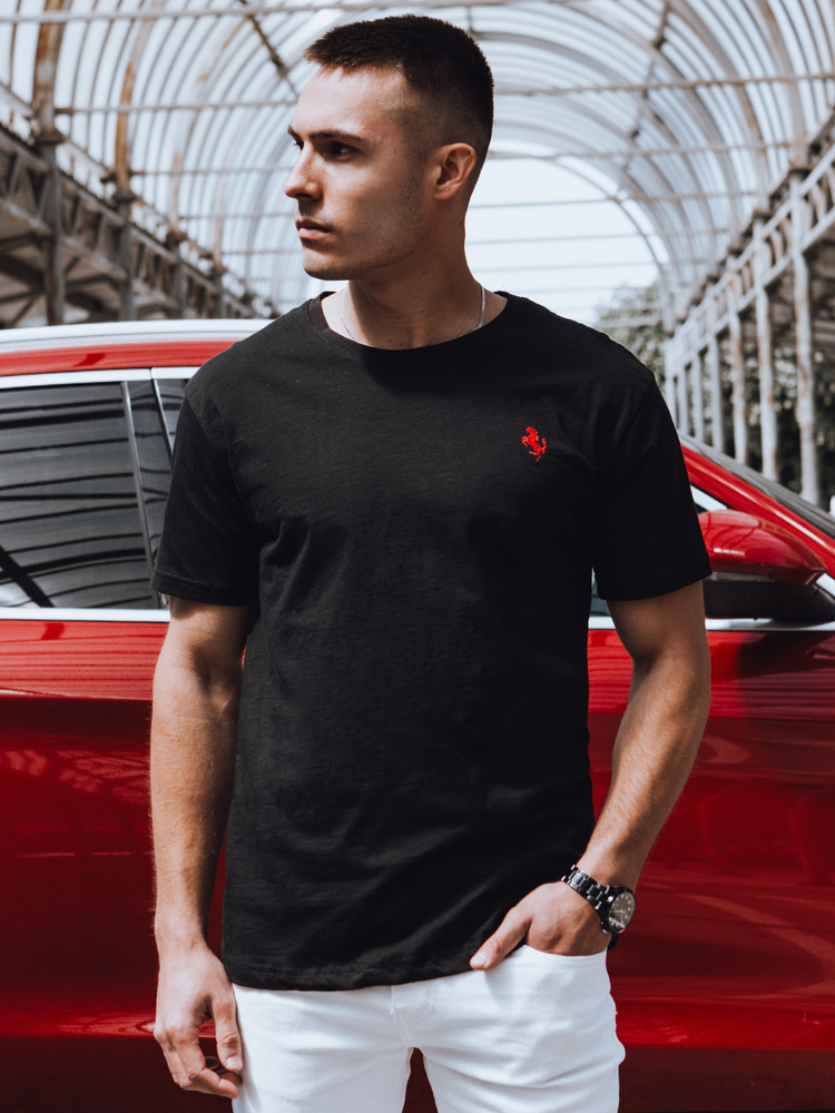 Čierne pánske tričko s drobnou nášivkou RX5571 Veľkosť: 2XL