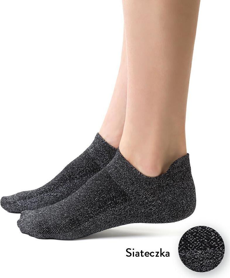 Čierno-strieborné dámske členkové ponožky Art. 050 DF131, BLACK-SILVER Veľkosť: 38/40