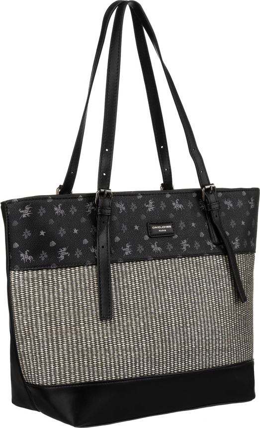 David Jones Čierna vzorovaná shopper kabelka s nastaviteľnou rukoväťou 6875-4 Veľkosť: ONE SIZE