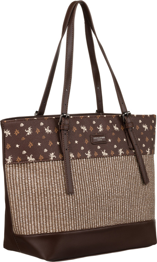 David Jones Hnedá vzorovaná shopper kabelka s nastaviteľnou rukoväťou 6875-4 Veľkosť: ONE SIZE