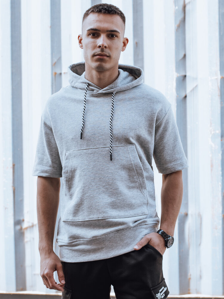 Svetlosivá mikina s krátkymi rukávmi BX5674 Veľkosť: M