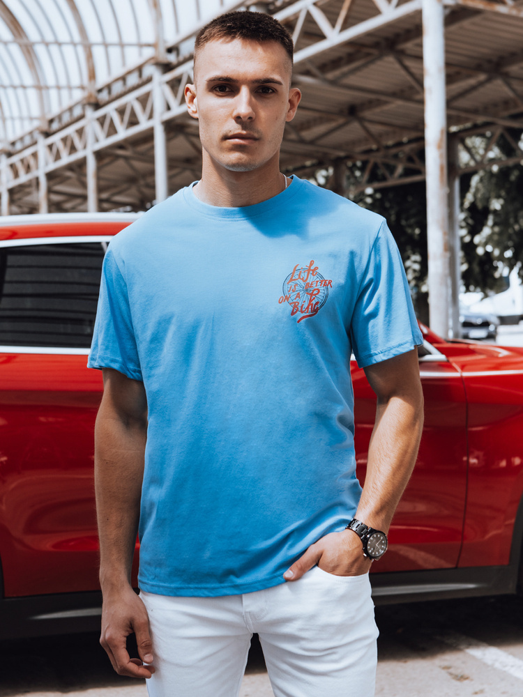 Modré pánske tričko s potlačou RX5492 Veľkosť: M