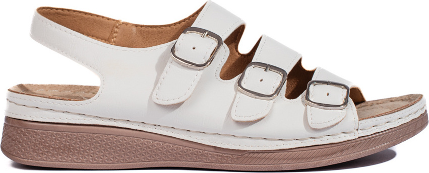 Biele sandále na nízkom kline G-3132-7W Veľkosť: 39