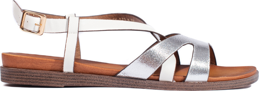 Bielo-strieborné ploché dámske sandále SK-073W Veľkosť: 36