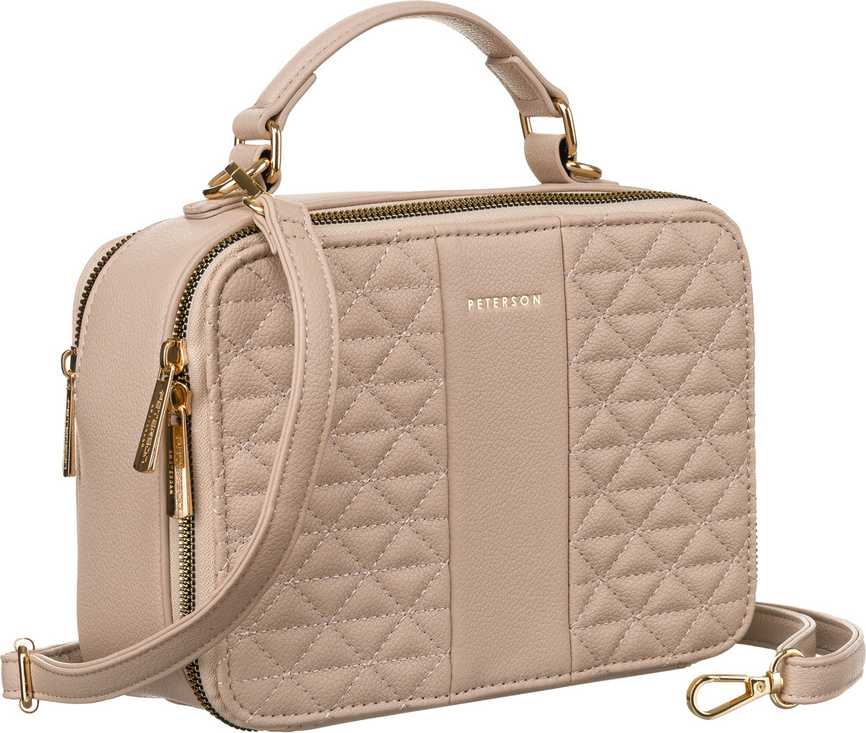 Peterson Béžová hranatá prešívaná kabelka PTN 1091-2 Veľkosť: ONE SIZE