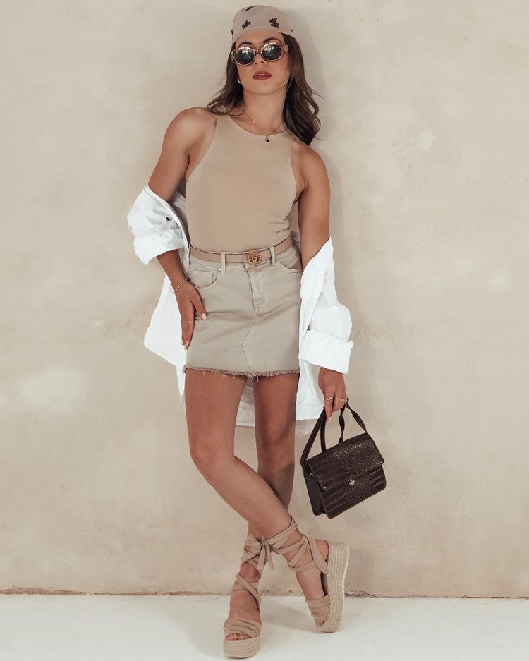 Svetlo béžová džínsová mini sukňa TRENDSTAR CY0459 Veľkosť: XS