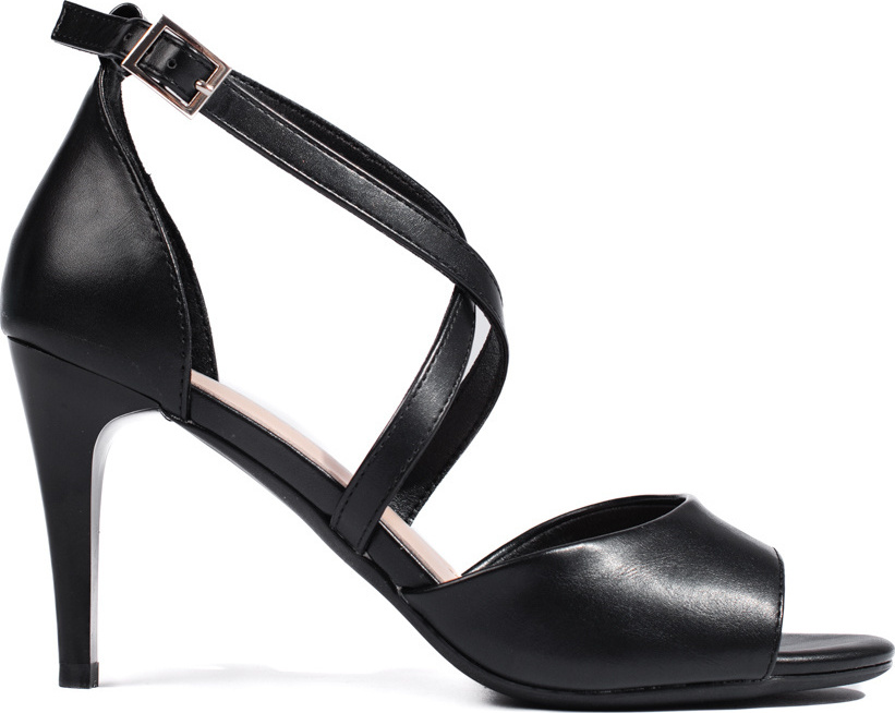 Štýlové čierne sandále na tenkom podpätku SK-431B Veľkosť: 39