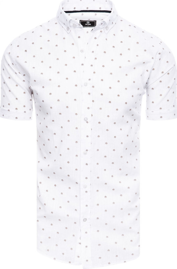 Biela pánska košeľa so vzormi a krátkym rukávom Dstreet KX1031 Veľkosť: 2XL