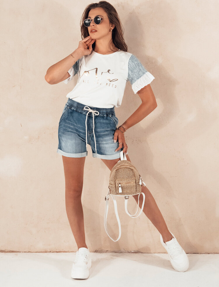 Modré džínsové šortky v páse na šnúrku SY0393 Veľkosť: S