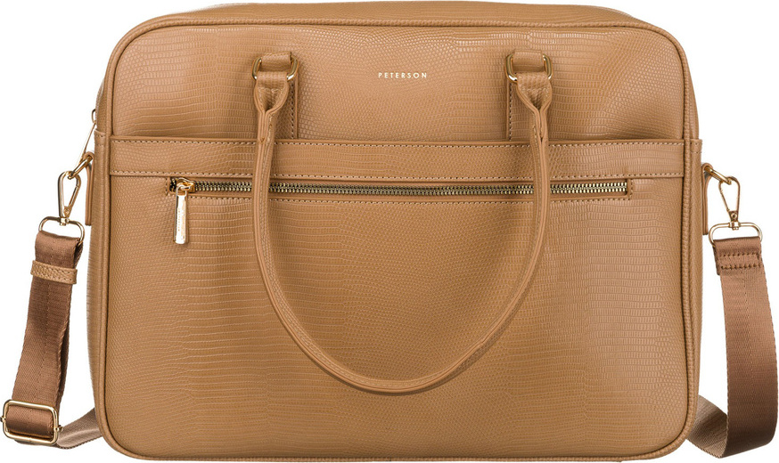 Peterson Tmavobéžová business taška z imitácie zvieracej kože PTN 1294 Veľkosť: ONE SIZE