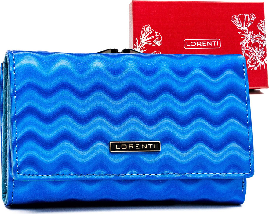 Lorenti Modrá stredná kožená peňaženka s vlnkovým vzorom S268 55020-WAV Veľkosť: ONE SIZE