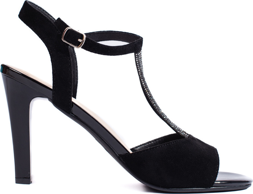 Čierne elegantné semišové sandále na tenkom podpätku Sergio Leone SK-924B/MIC Veľkosť: 36