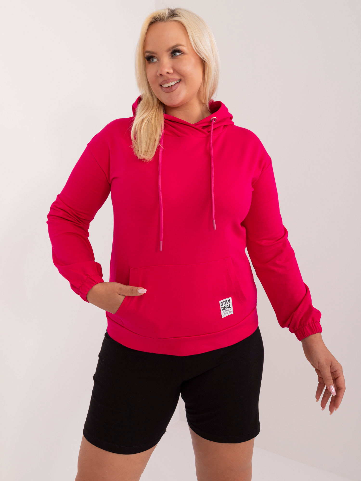Tmavoružová mikina s kapucňou -RV-BL-8655-1.13X-fuchsia Veľkosť: ONE SIZE