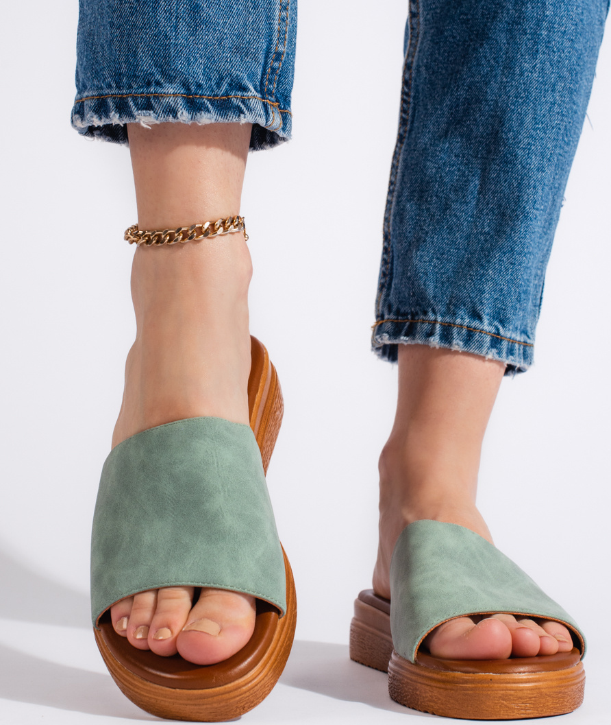 Svetlozelené Semišové dámske nazúvaky ML264GR Veľkosť: 37