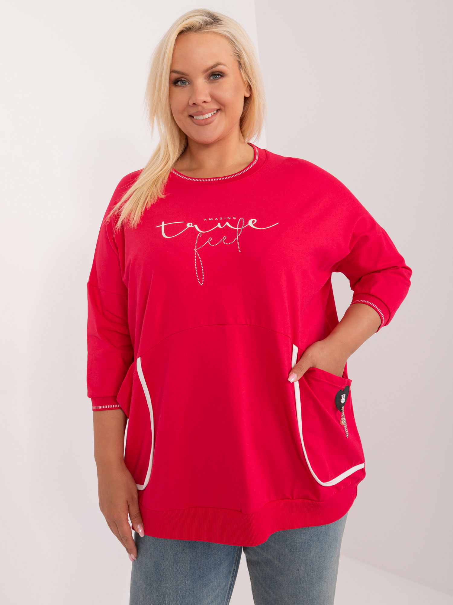 Červené dlhšie tričko s vreckami RV-BZ-9360.85-red Veľkosť: ONE SIZE