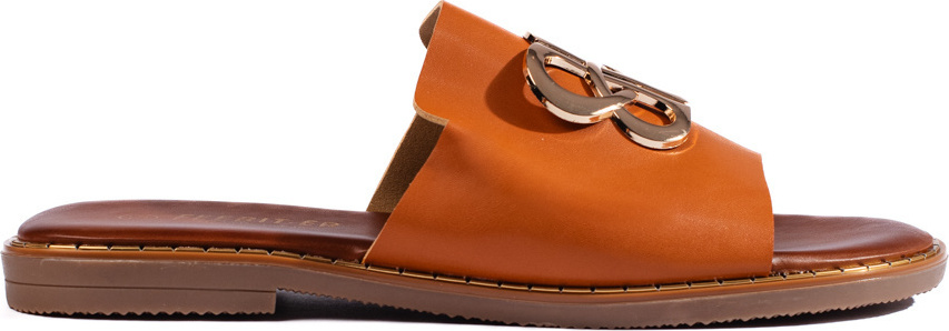 Hnedé dámske nazuváky s ozdobou JD-62C Veľkosť: 36