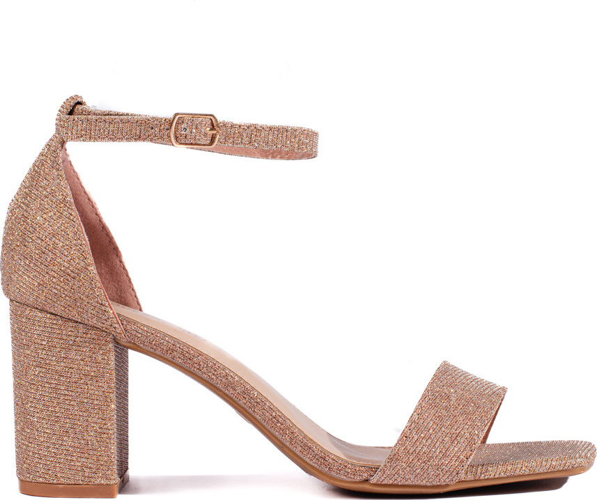 Zlaté trblietavé sandále na stĺpiku 1-210CHA Veľkosť: 38