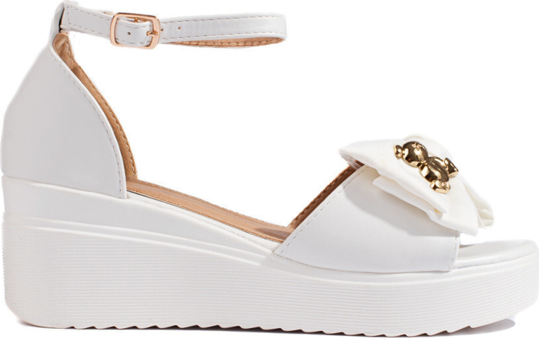 Biele sandále na kline s mašličkou JH336W Veľkosť: 37