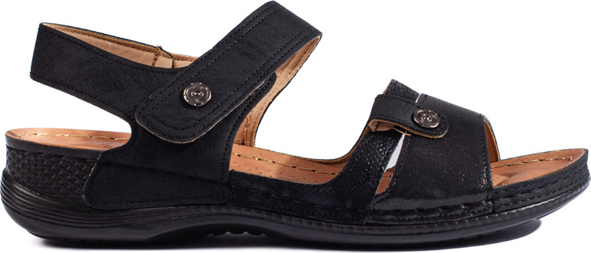 Čierne pohodlné ploché sandále H0019NE Veľkosť: 36