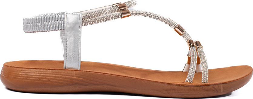 Strieborné ploché sandále so zlatými prvkami 1612S Veľkosť: 36