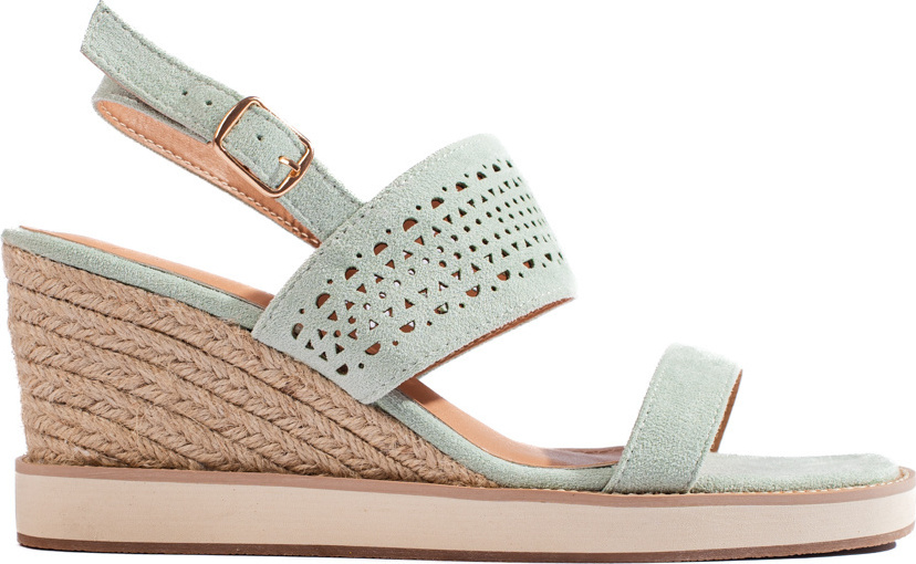 Svetlozelené dierované sandále na kline 7210GR Veľkosť: 38