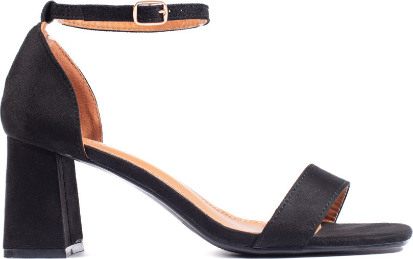 Čierne semišové sandále na stĺpikovom podpätku JM725NE Veľkosť: 37