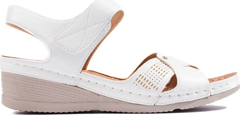 Biele pohodlné sandále na kline so suchým zipsom H0023W Veľkosť: 36