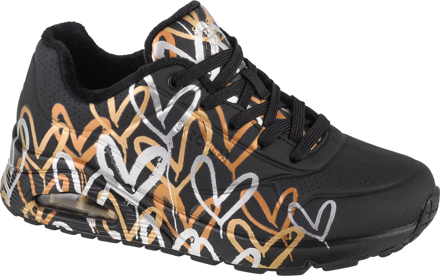 Čierne dámske tenisky Skechers Uno - Metallic Love 155523-BKGD Veľkosť: 36